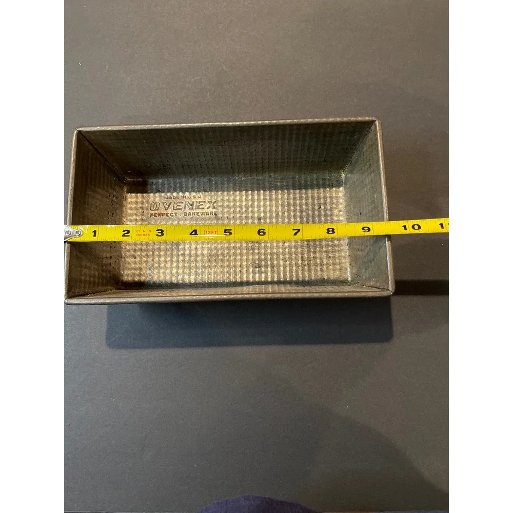 Vintage Ovenex Perfect Bakeware Loaf Pan Waffle Texture Steel Made in USA 9.5in